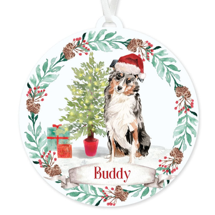 Australian Shepherd Ornament - Feliz Naughty Dog