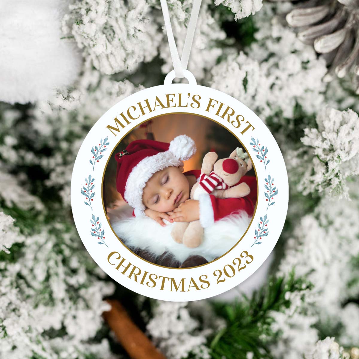 Baby's First Christmas Photo Ornament Personalized Keepsake
