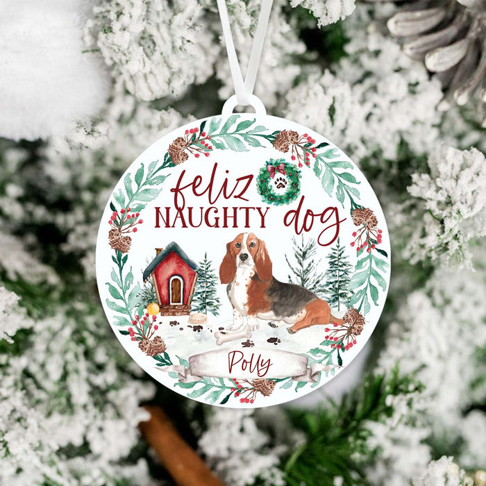 Basset Hound Ornament - Feliz Naughty Dog