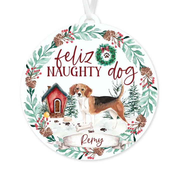 Beagle Ornament - Feliz Naughty Dog