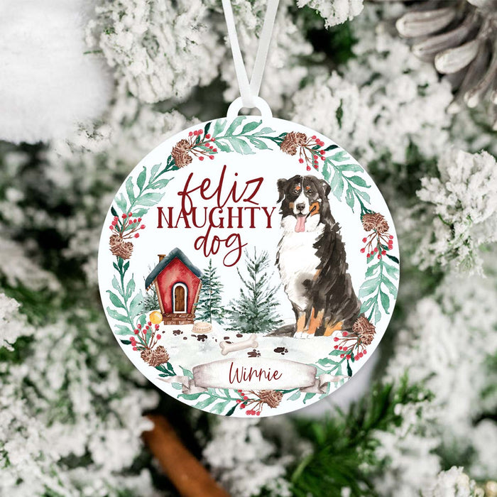 Bernese Mountain Dog Ornament - Feliz Naughty Dog