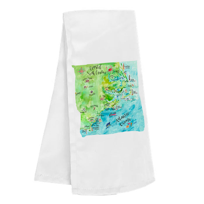 Coastal NC Map Tea Towel - Brittany Rawls Art