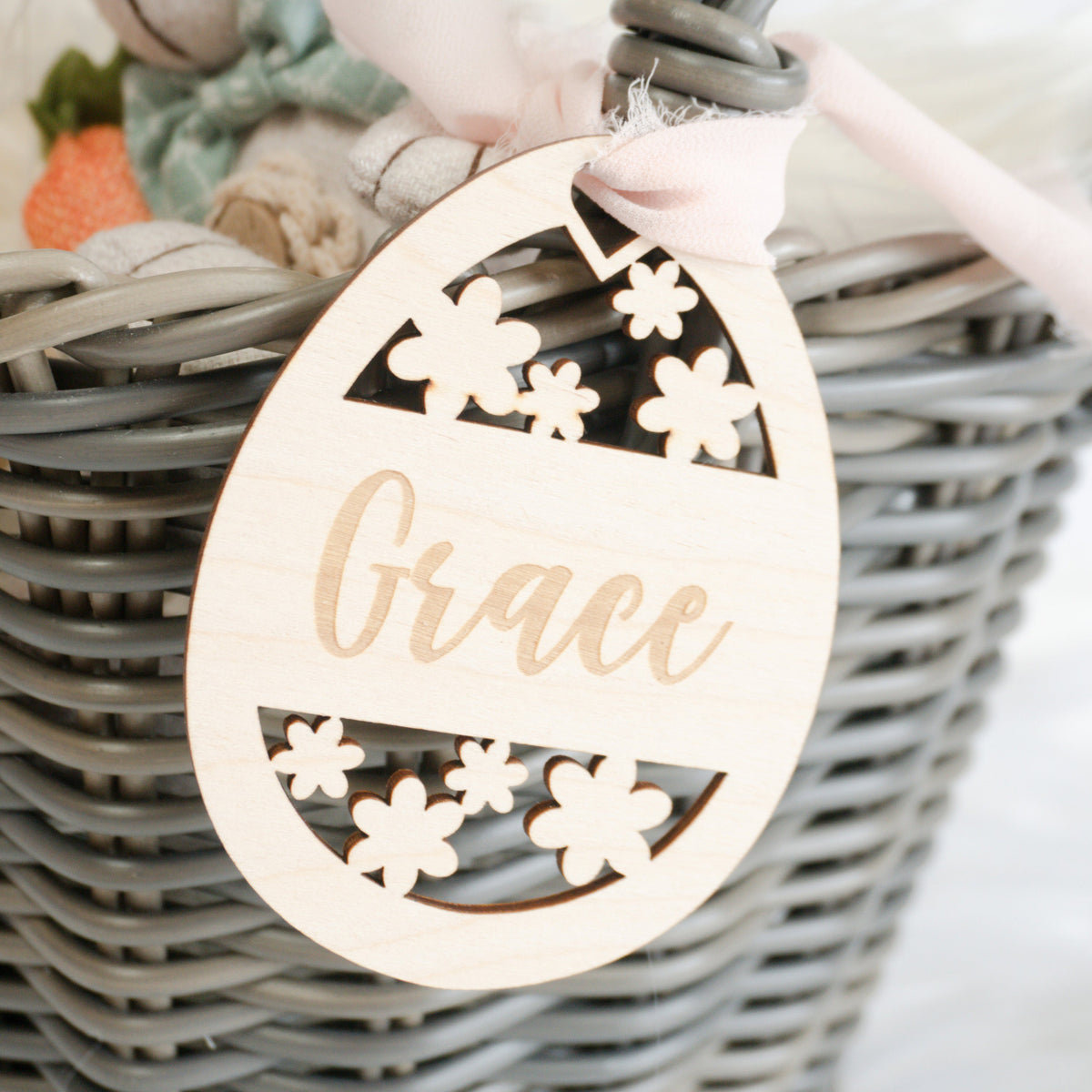 Easter Basket Tag - Cutout Floral Egg