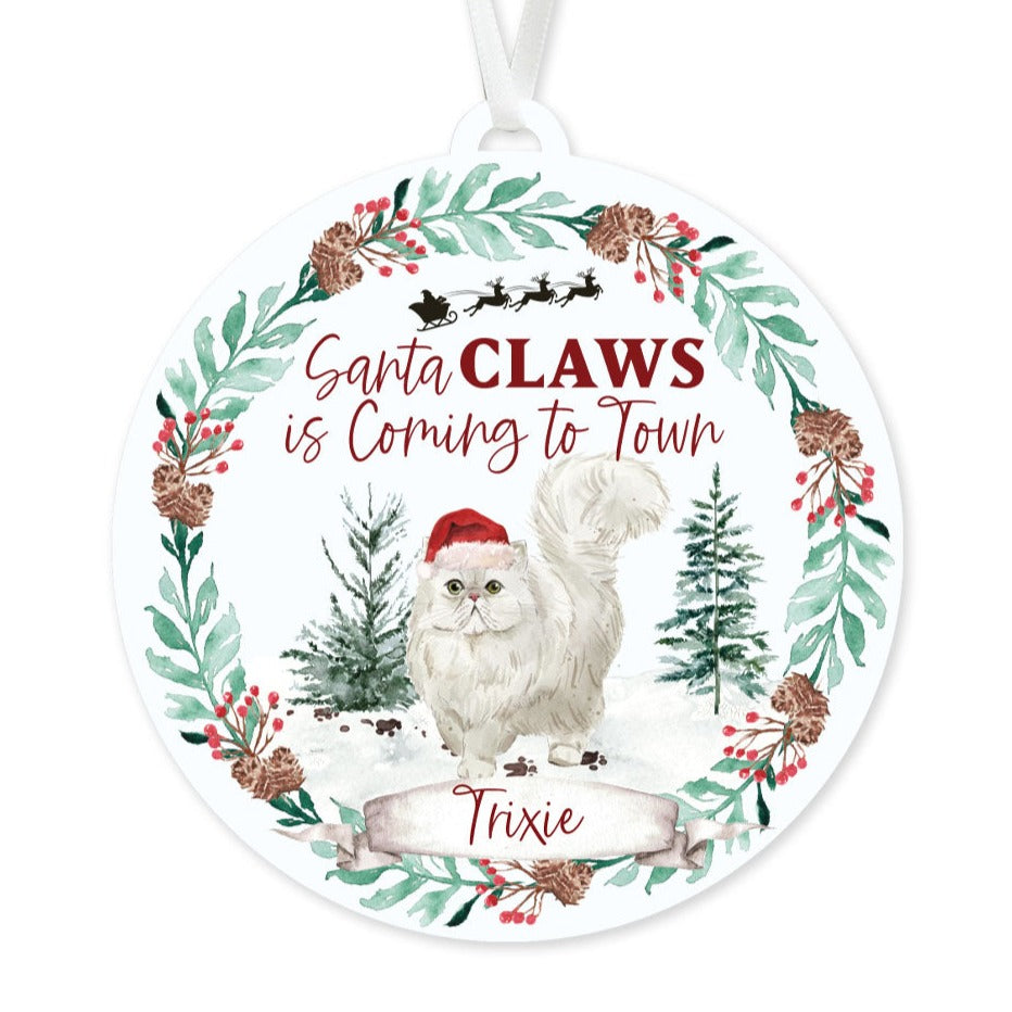 Persian Cat Christmas Ornament - Santa Claws