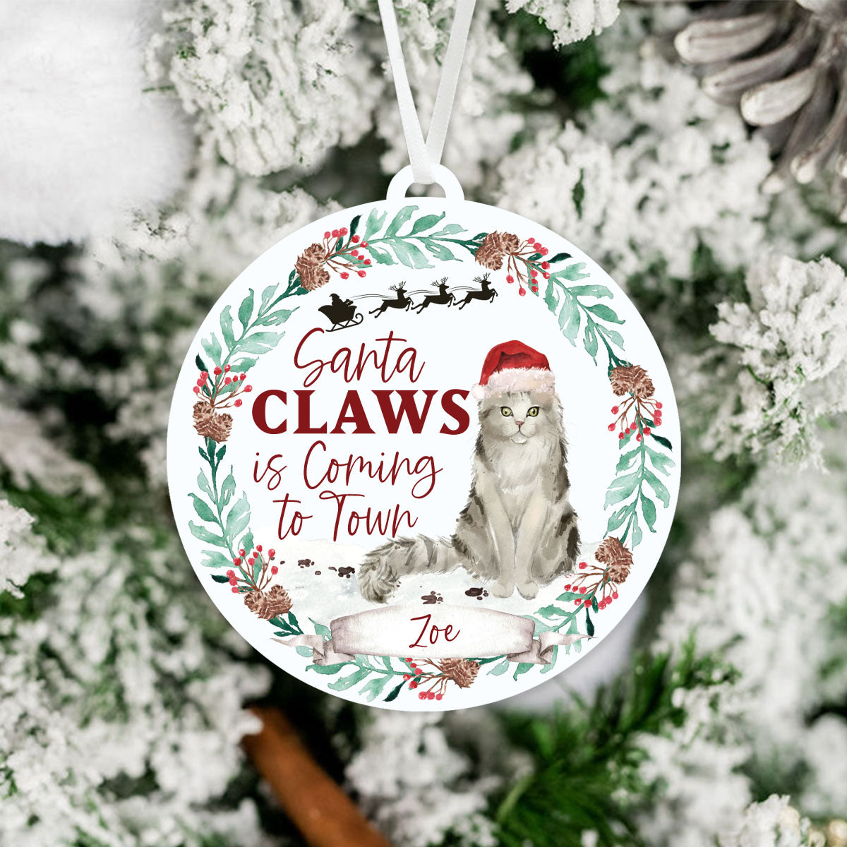 Ragamuffin Cat Ornament - Santa Claws