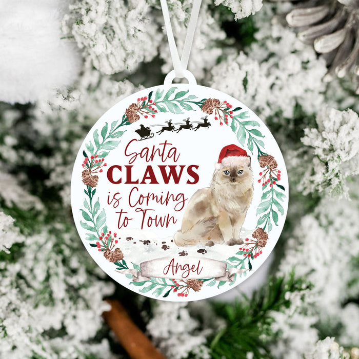 Ragdoll Cat Ornament - Santa Claws