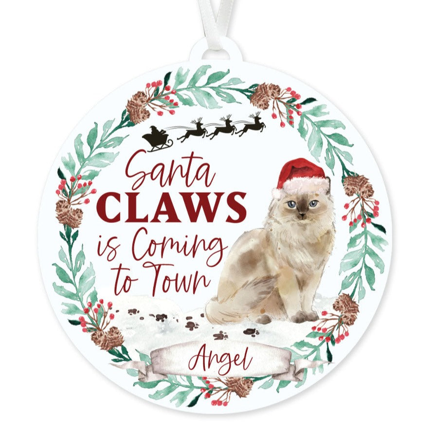 Ragdoll Cat Ornament - Santa Claws
