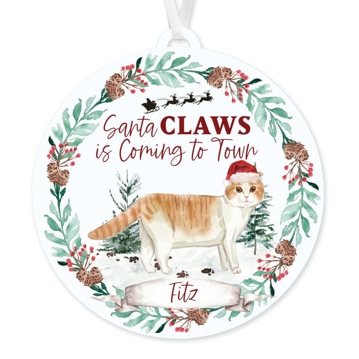Scottish Fold Cat Ornament - Santa Claws