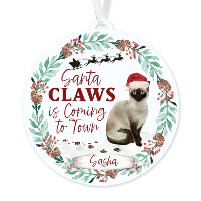 Siamese Cat Ornament - Santa Claws