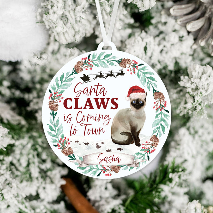 Siamese Cat Ornament - Santa Claws