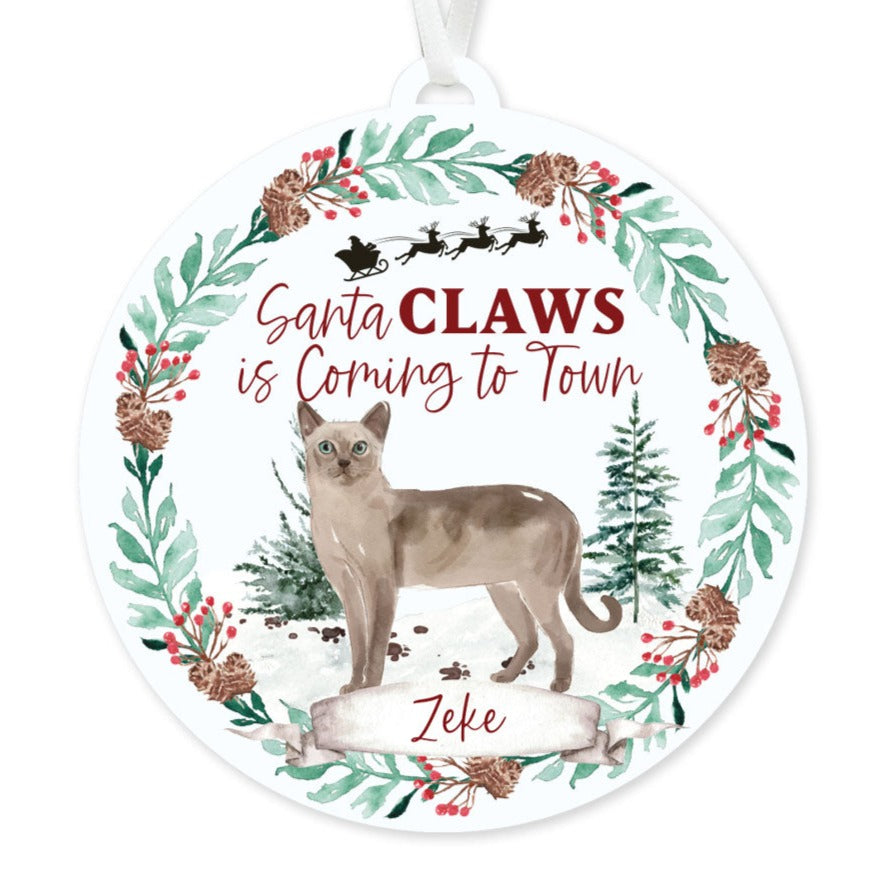 Tonkinese Cat Ornament - Santa Claws