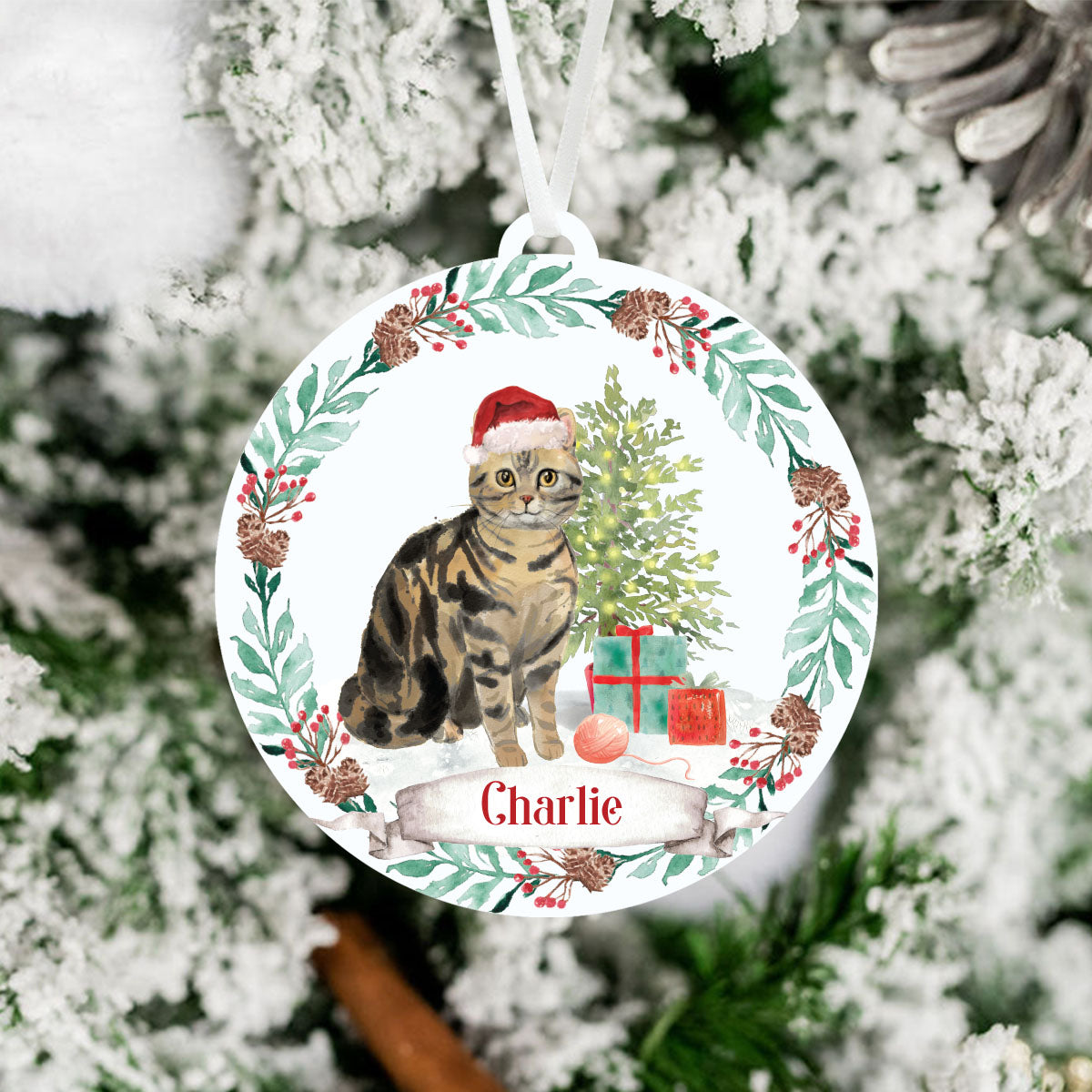 American Shorthair Brown Cat Ornament