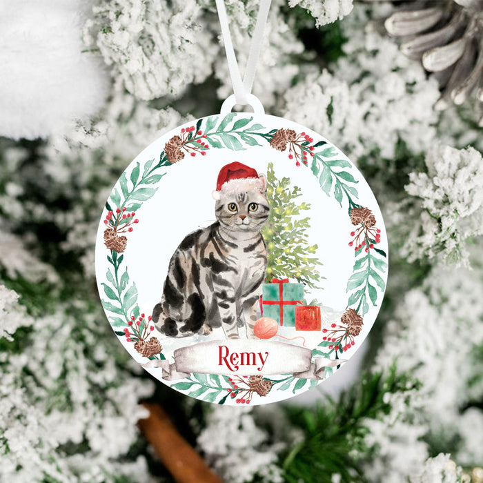 American Shorthair Grey Cat Ornament