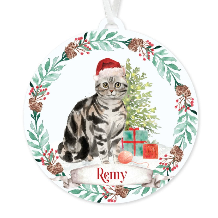 American Shorthair Grey Cat Ornament