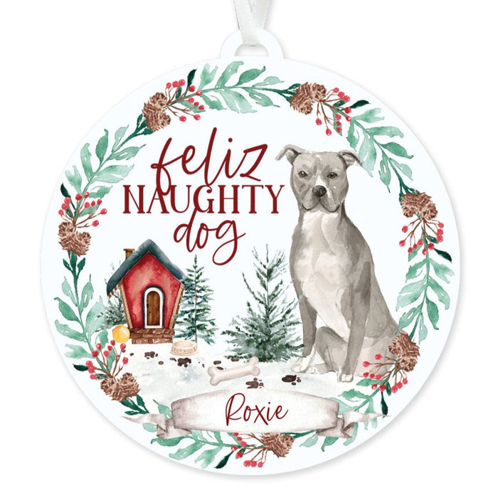 American Staffordshire Terrier Ornament - Feliz Naughty Dog