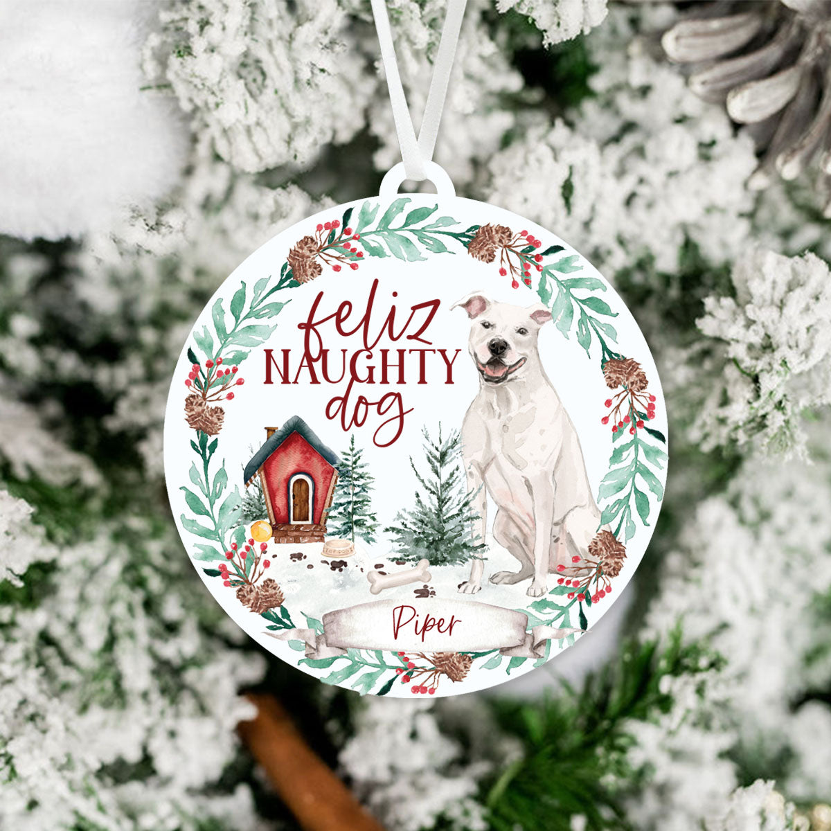 American Staffordshire Terrier Ornament - Feliz Naughty Dog