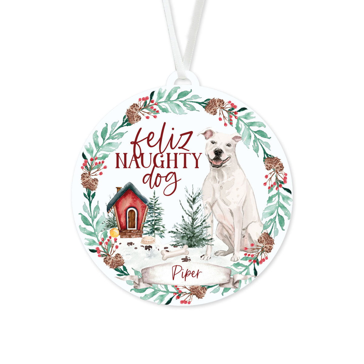 American Staffordshire Terrier Ornament - Feliz Naughty Dog
