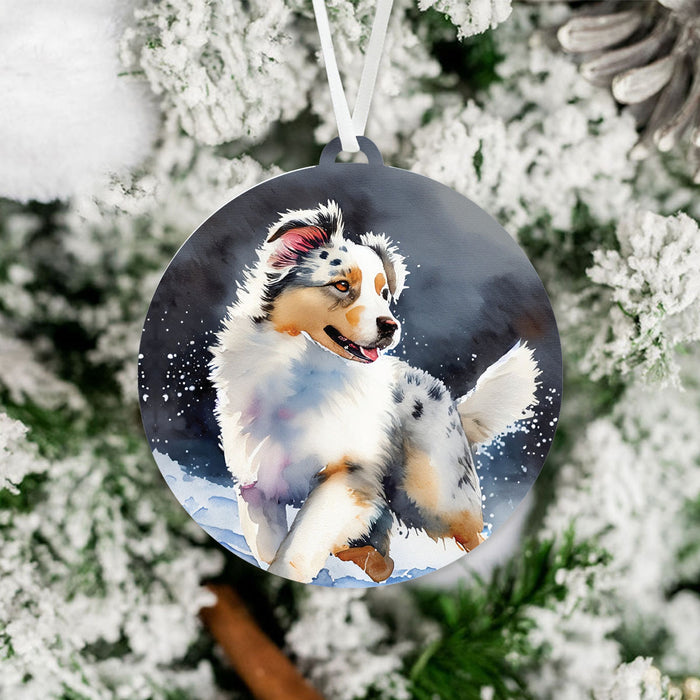 Australian Shepherd in the Snow Ornament