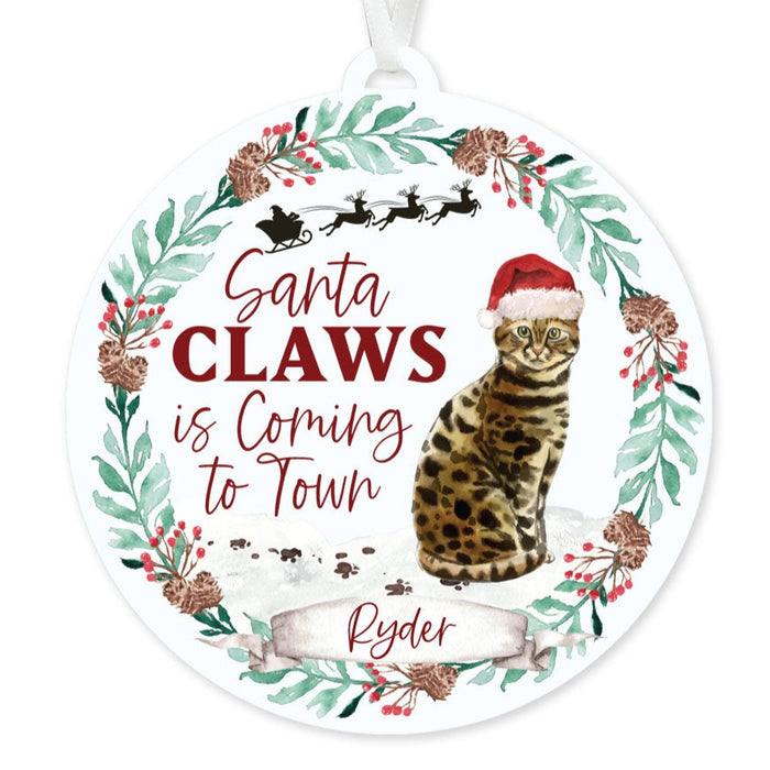 Bengal Cat Ornament - Santa Claws
