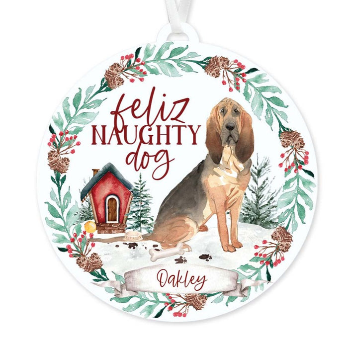 Bloodhound Ornament - Feliz Naughty Dog