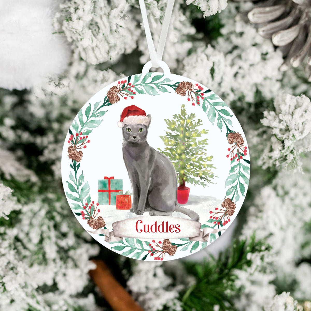 Blue Russian Cat Ornament