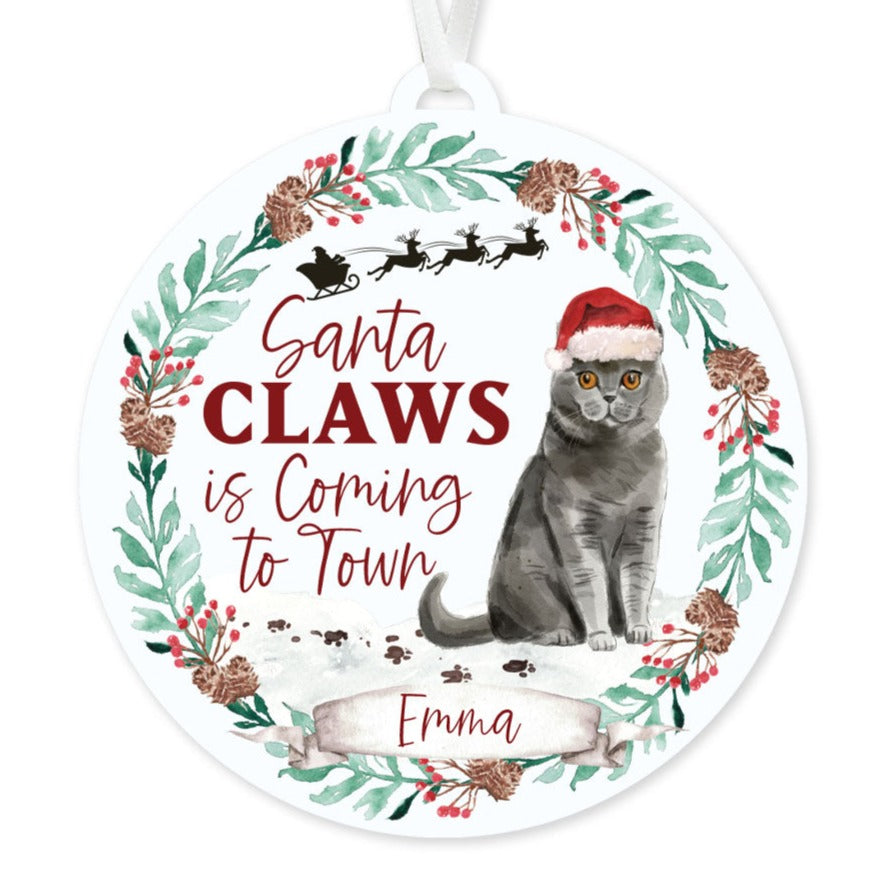 British Shorthair Cat Ornament - Santa Claws
