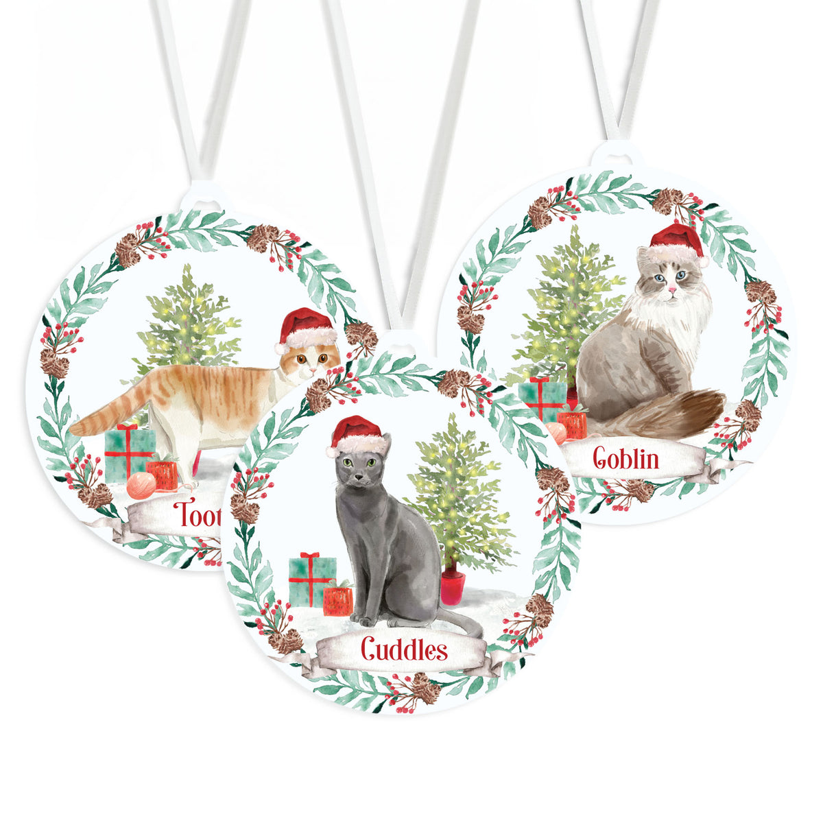 Watercolor Cat Ornament