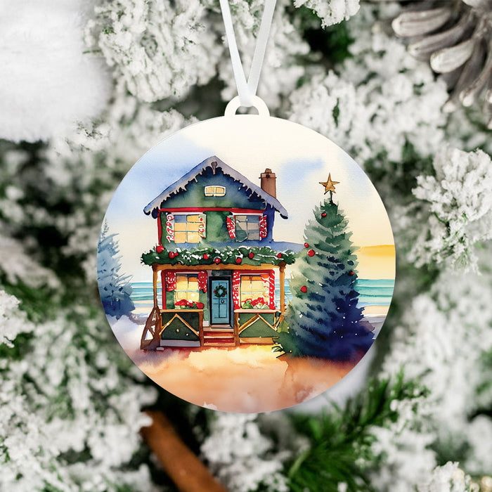 Christmas Beach House Ornament