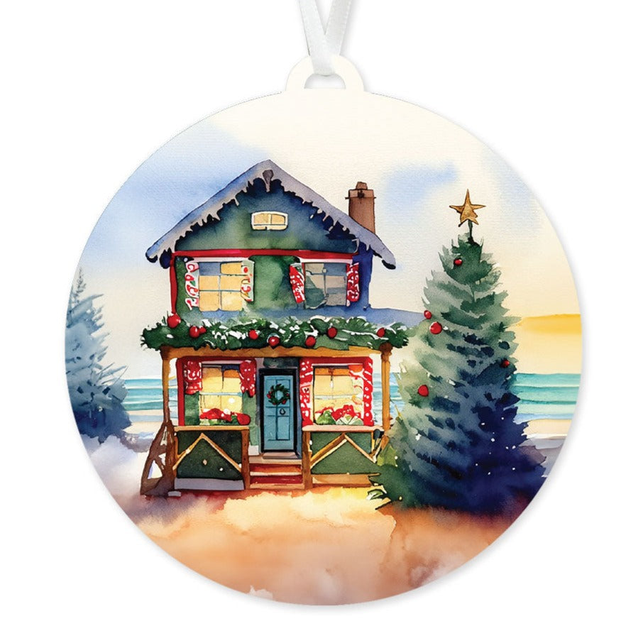 Christmas Beach House Ornament
