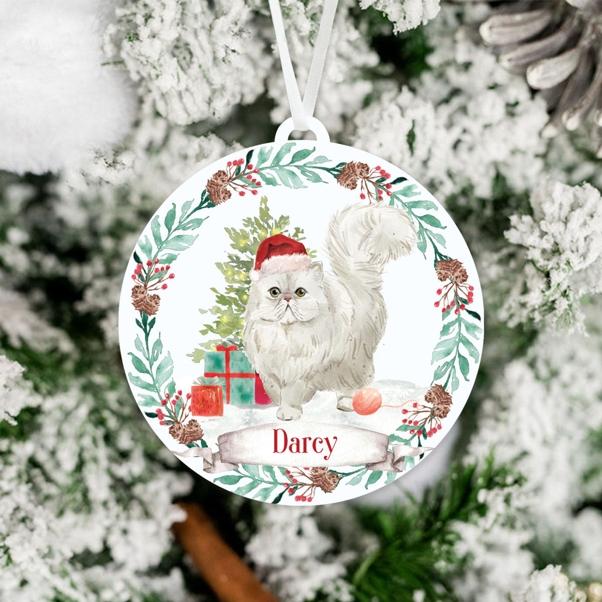 Persian Cat Christmas Ornament
