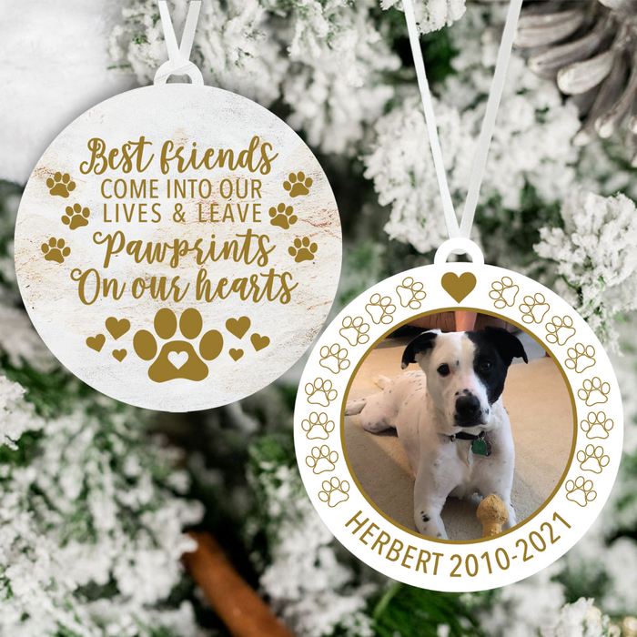 Dog Memorial Ornament | Pawprints on Our Heart