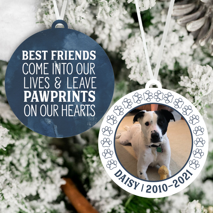 Dog Memorial Ornament | Pawprints on Our Heart