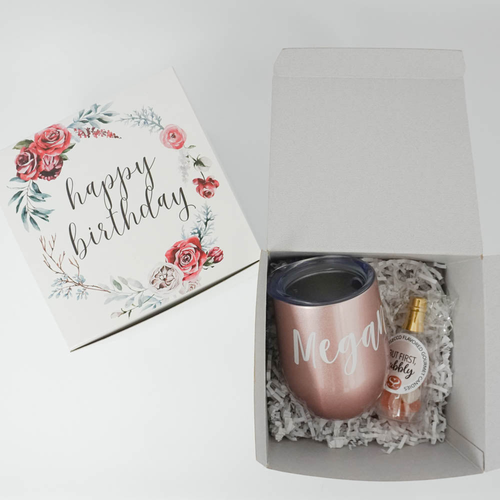 Happy Birthday Red Floral Gift Box