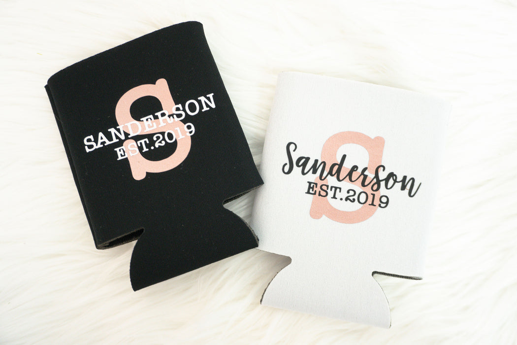 Personalized Couple's Can Cooler Set