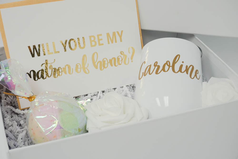 Matron of Honor Proposal Deluxe Gift Box with Bath Bomb