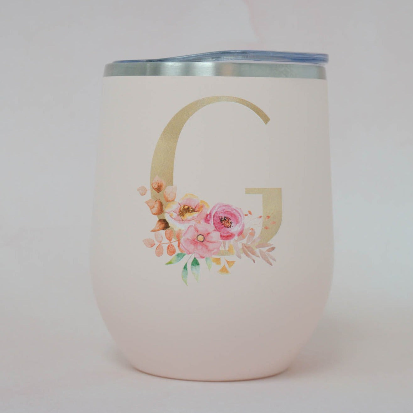 Fall Floral Initial Wine Tumbler
