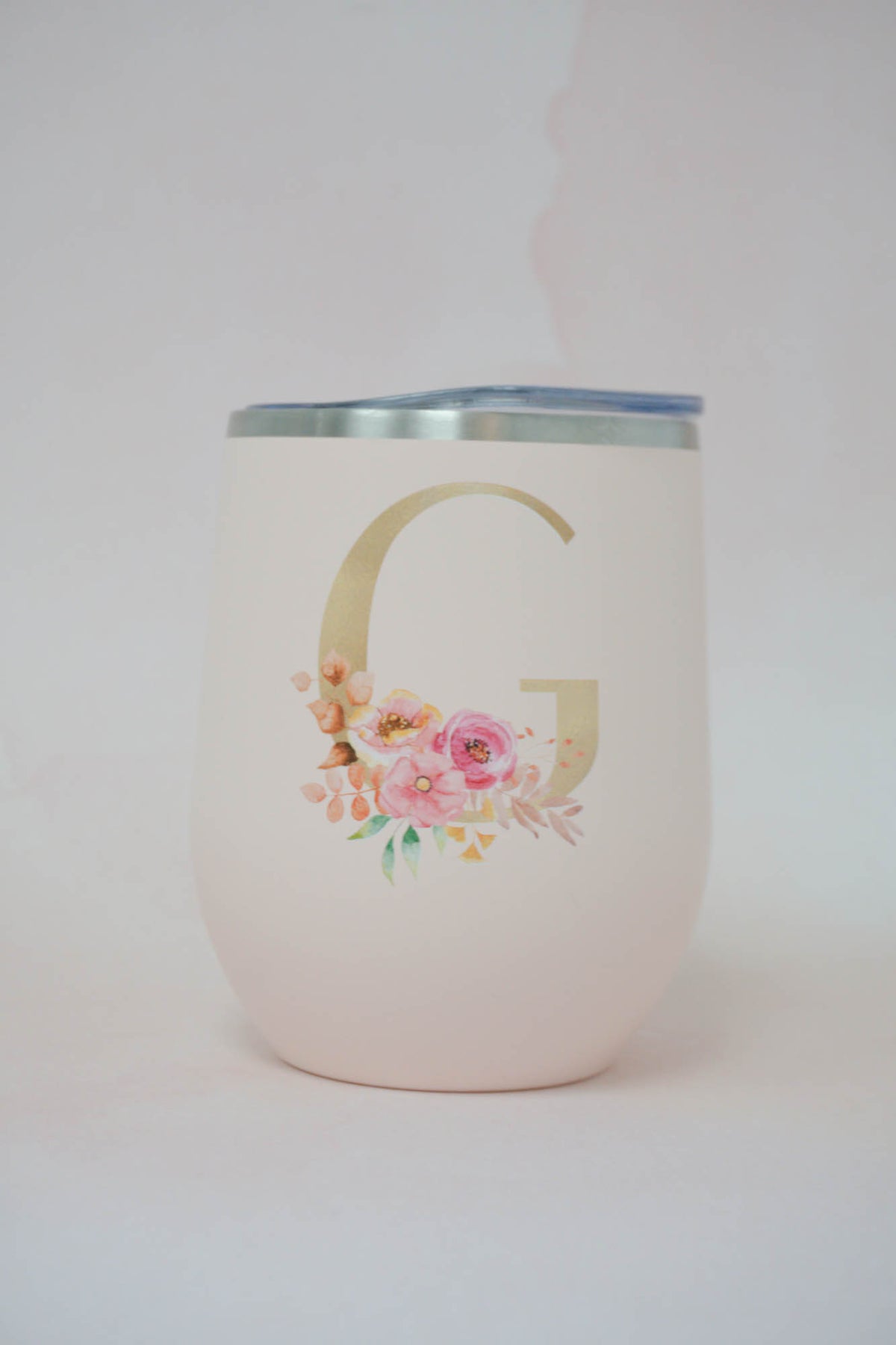 Fall Floral Initial Wine Tumbler