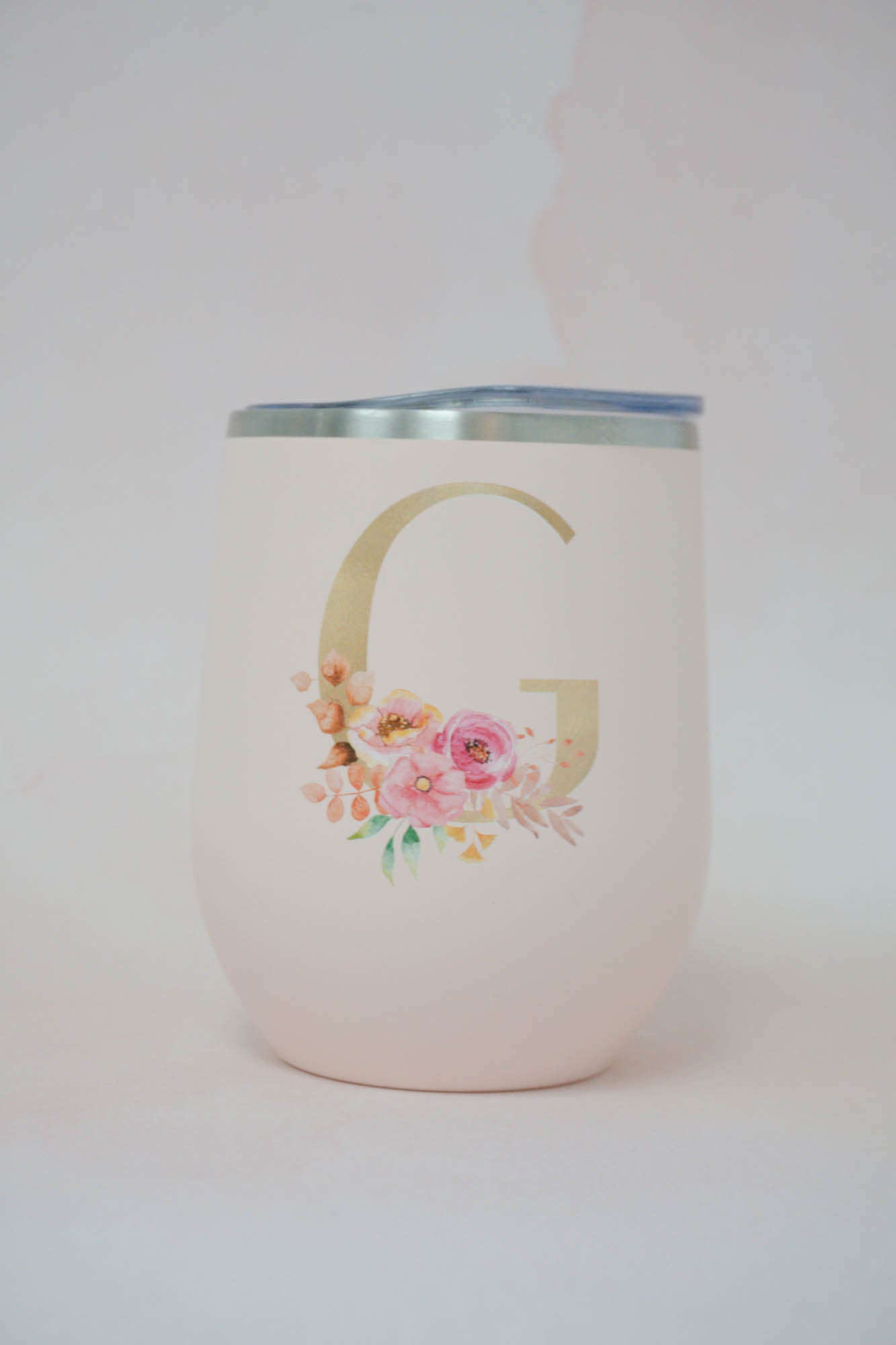Fall Floral Initial Wine Tumbler
