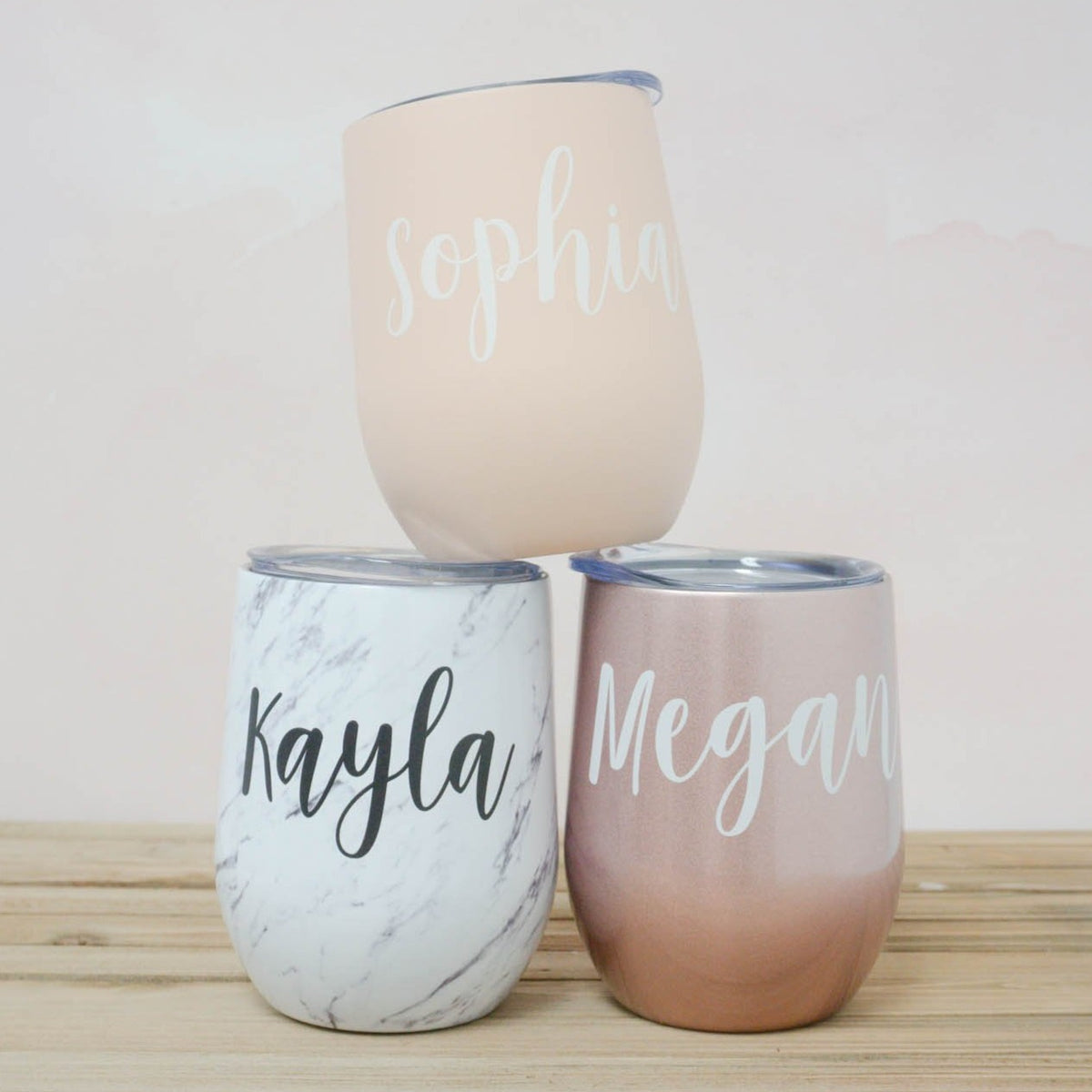 Personalized Name Wine Tumbler in Madelyn Font