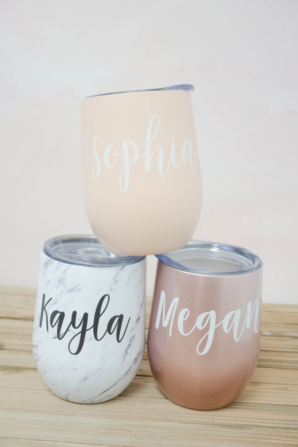Personalized Name Wine Tumbler in Madelyn Font