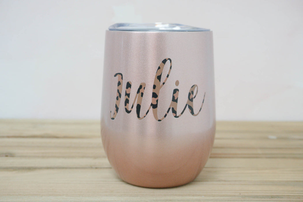 Personalized Name Wine Tumbler in Madelyn Font