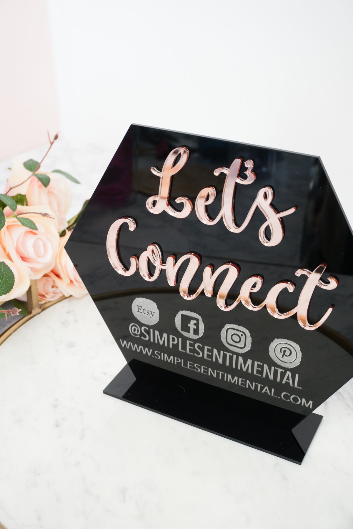 Let's Connect Acrylic Sign for Boutiques & Small Businesses