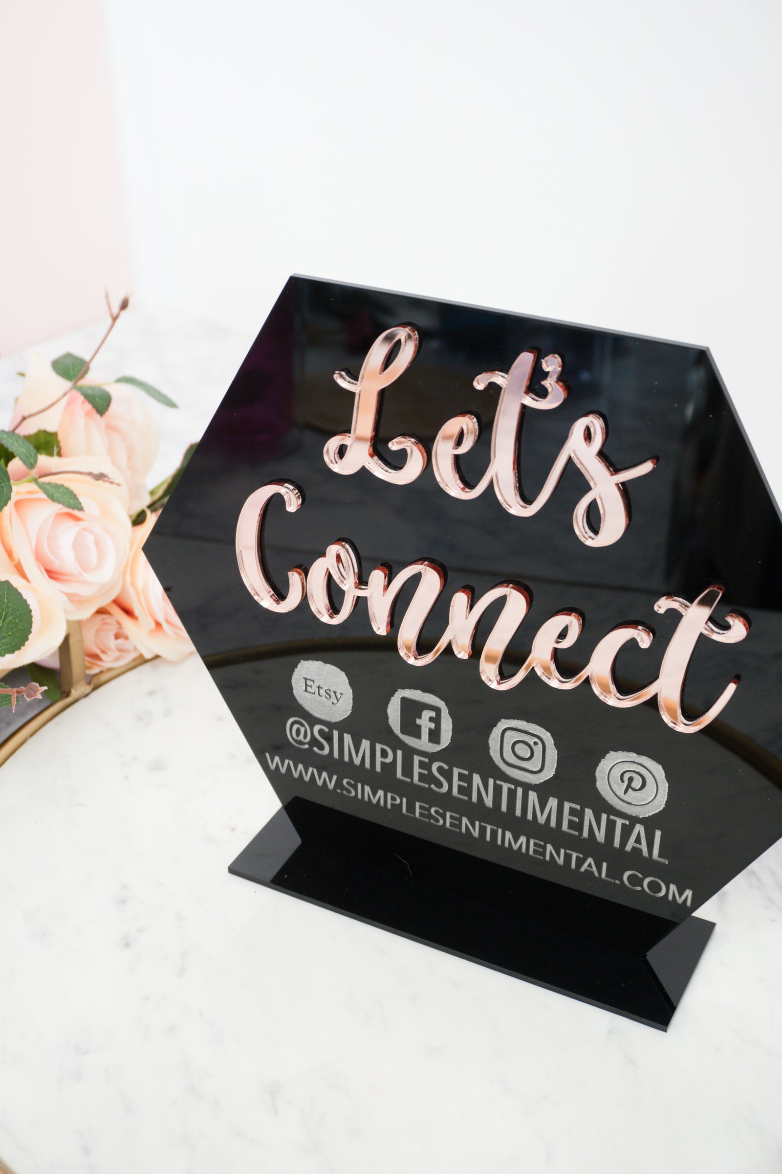 Let's Connect Acrylic Sign for Boutiques & Small Businesses