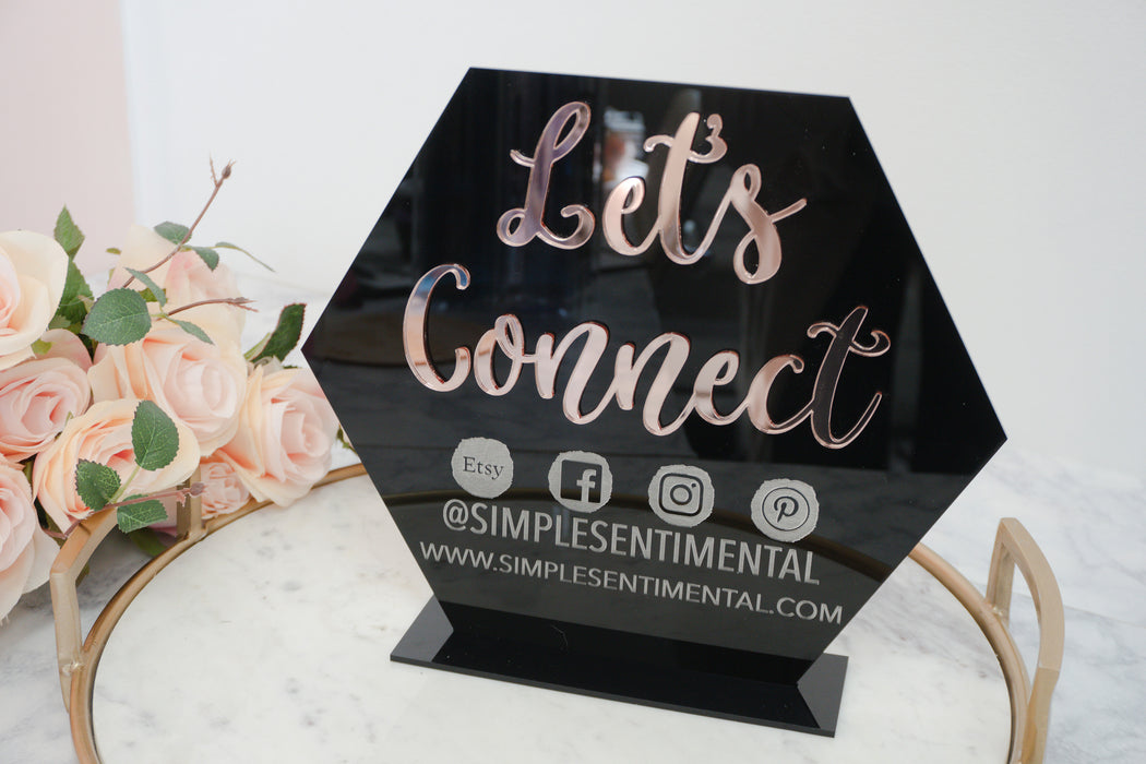 Let's Connect Acrylic Sign for Boutiques & Small Businesses