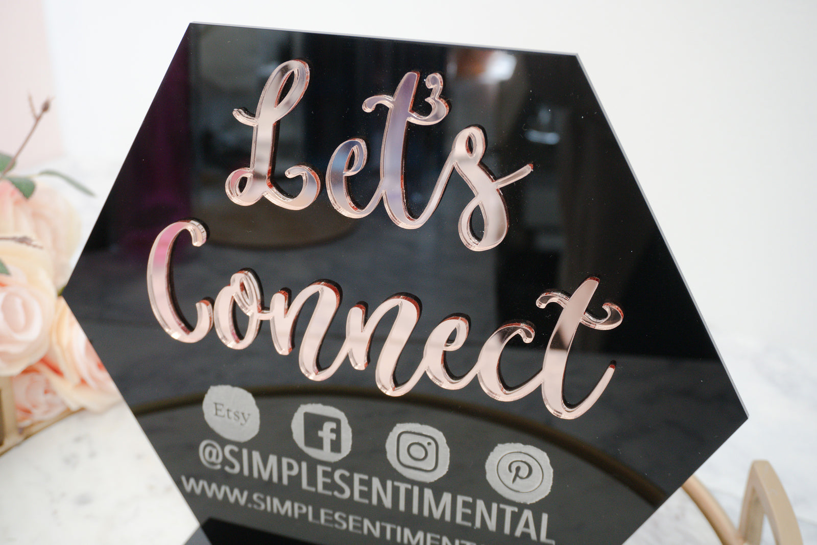 Let's Connect Acrylic Sign for Boutiques & Small Businesses