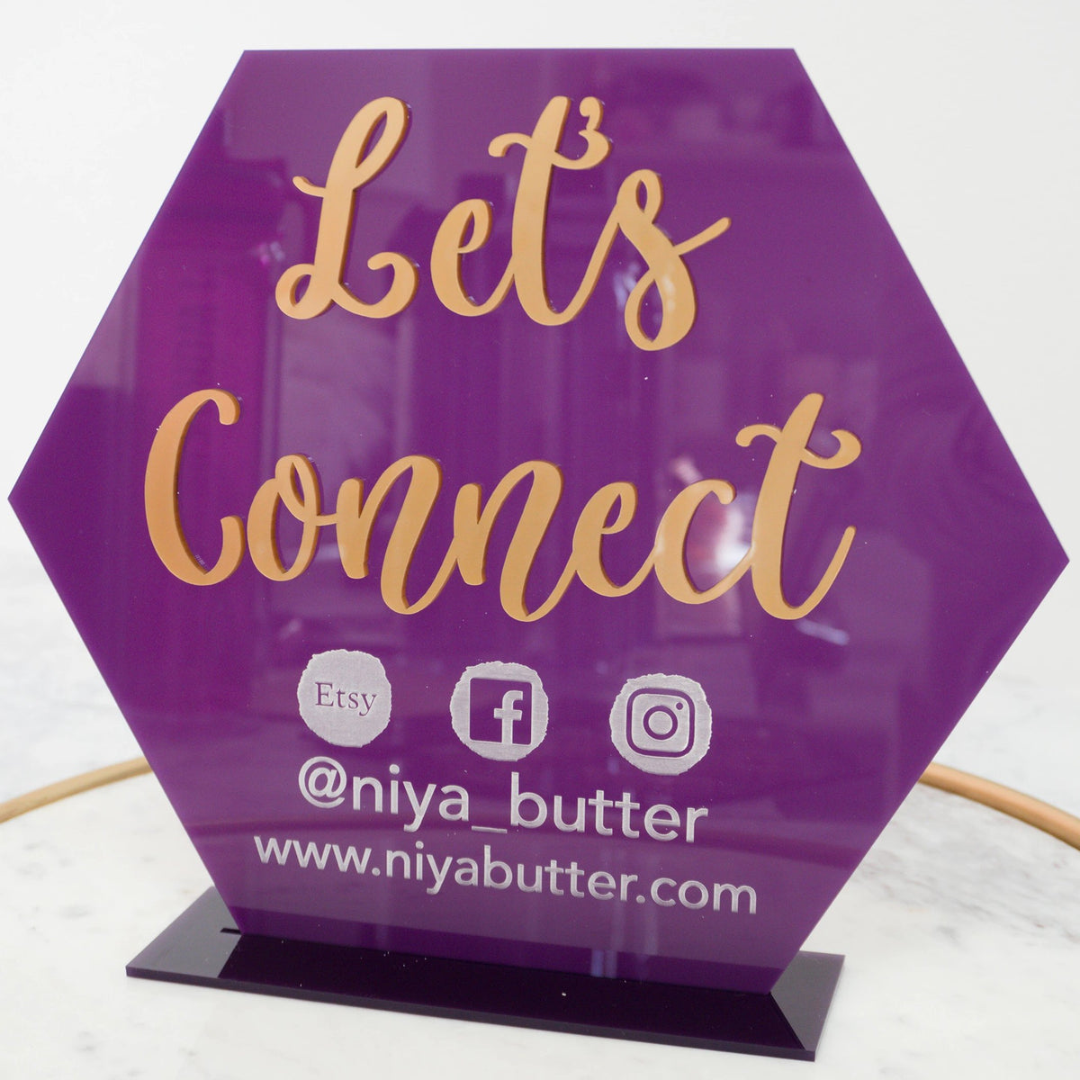 Let&#39;s Connect Acrylic Sign for Boutiques &amp; Small Businesses