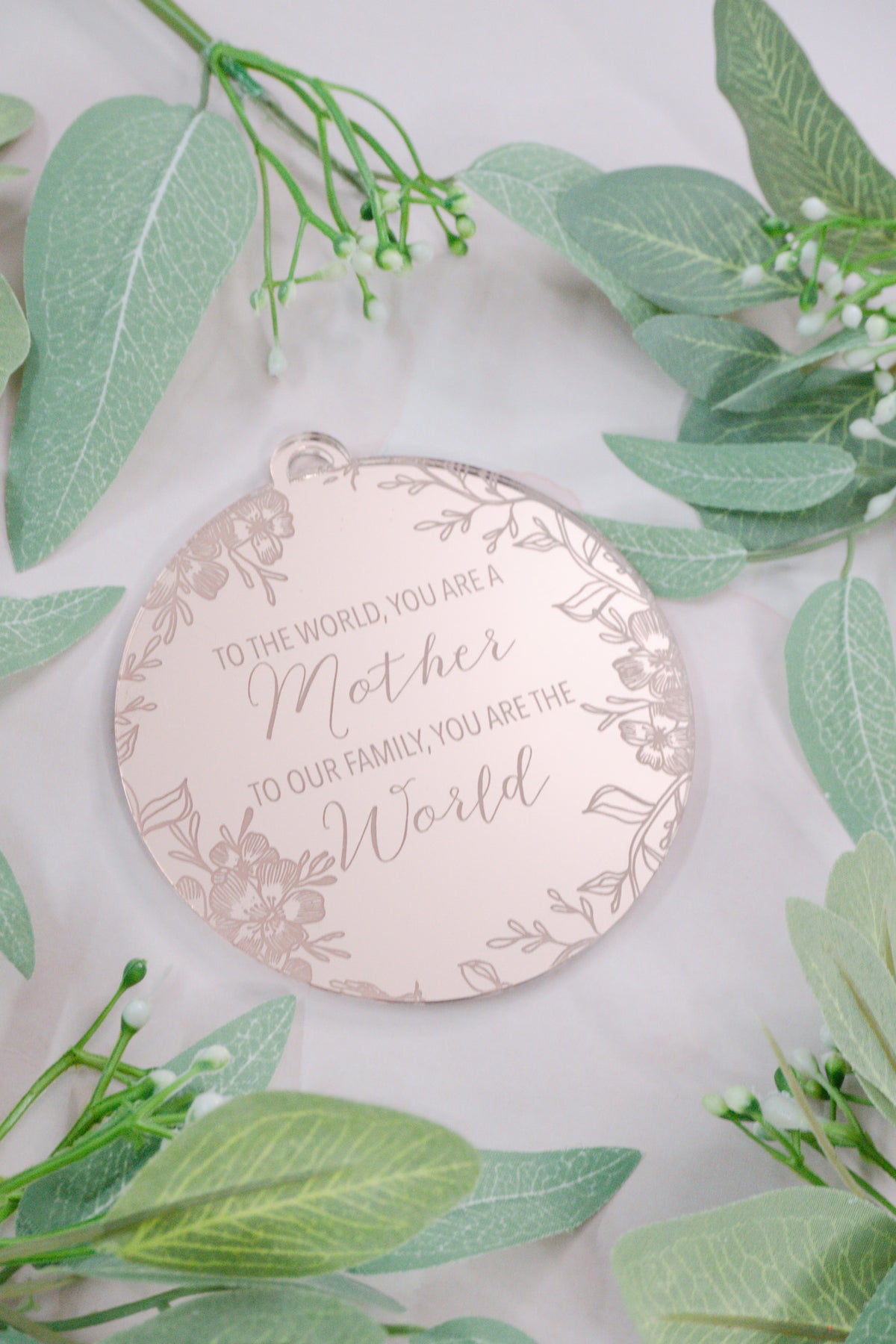 Mom You Are the World Engraved Ornament