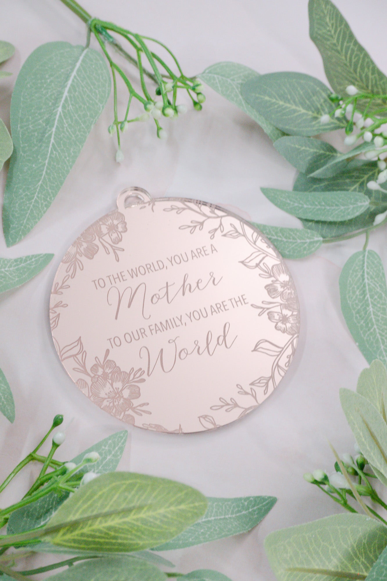 Mom You Are the World Engraved Ornament