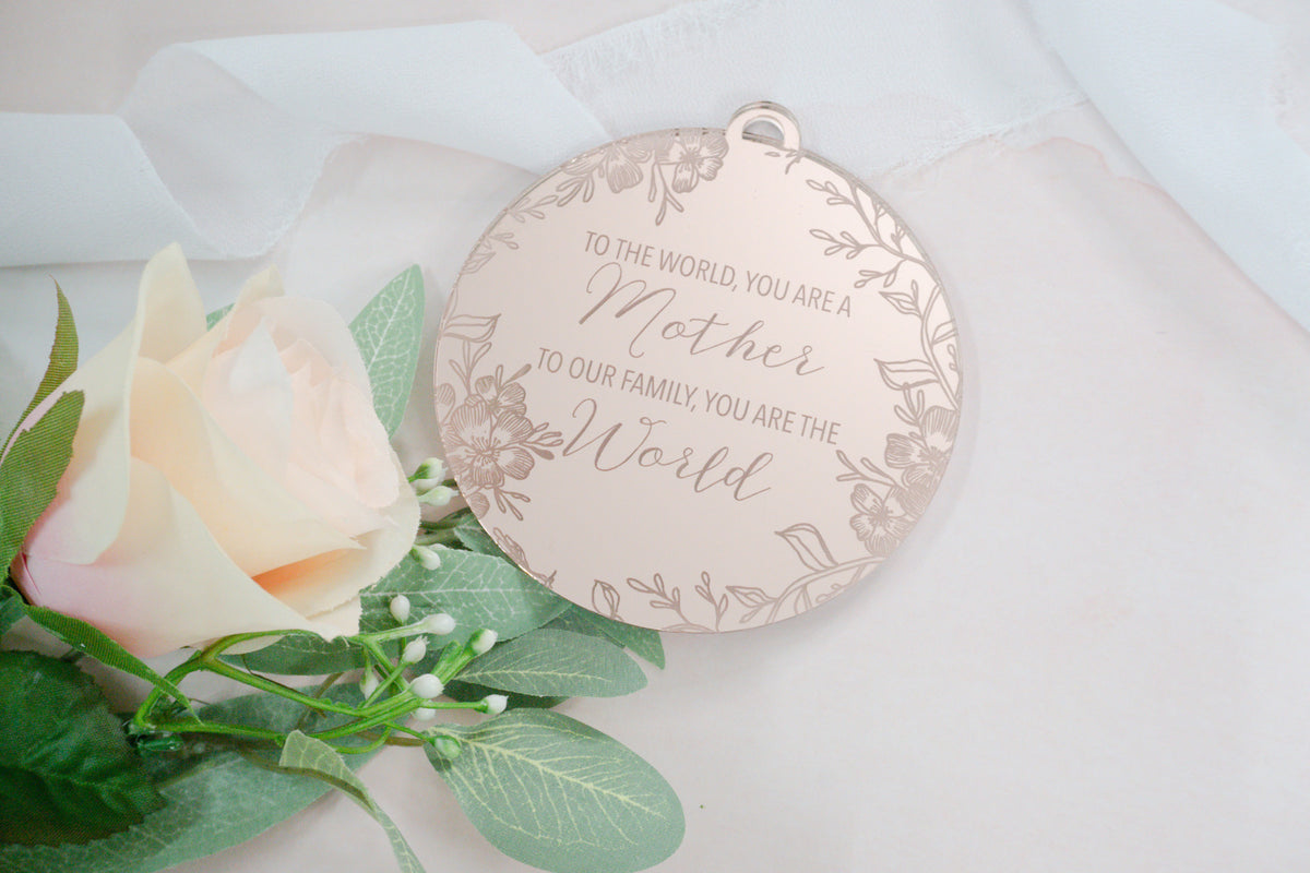 Mom You Are the World Engraved Ornament