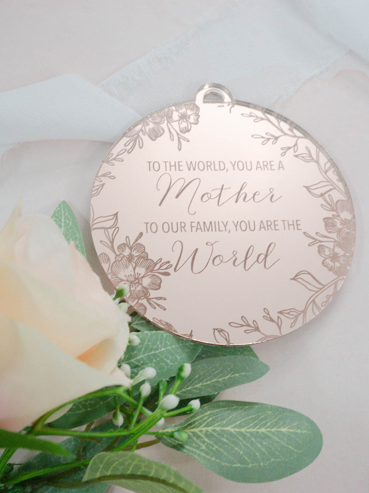 Mom You Are the World Engraved Ornament